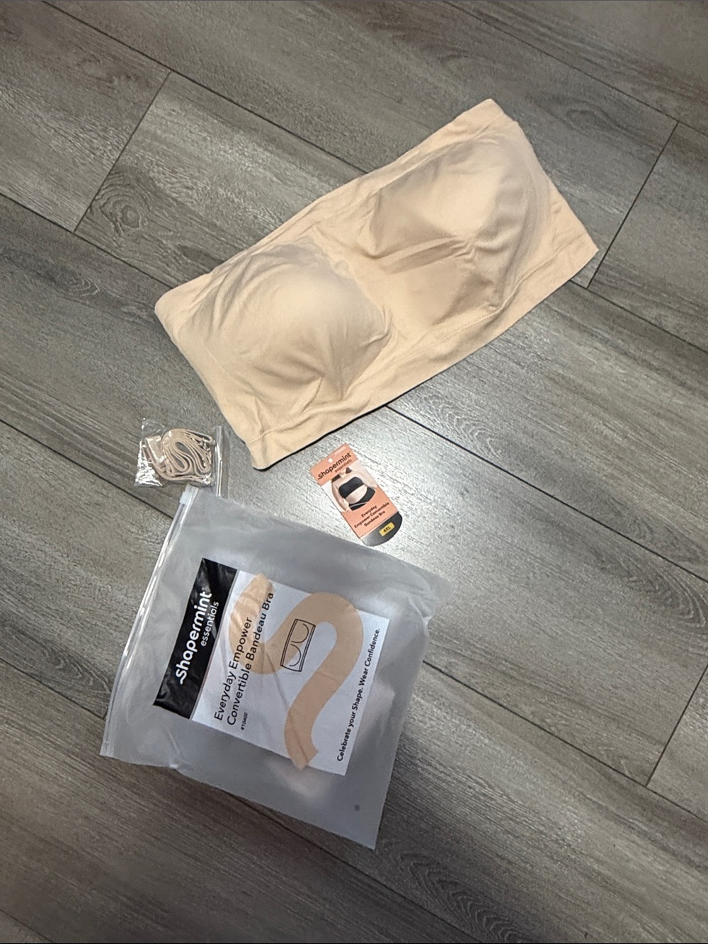 Shapermint Strapless Bandeau Bra in Beige